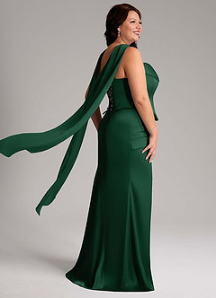 Azazie Sorrel Bridesmaid Dresses Dark Green Mermaid Strapless Stretch Satin Convertible Dress image2