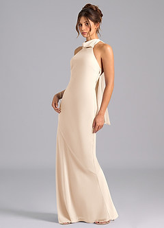Azazie Velli Vestidos de madrinha de casamento Vestido Alabastro Branco de Chiffon de sereia com Arco image1