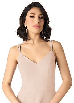 Azazie Janine Bridesmaid Dresses English Rose A-Line V-Neck Chiffon Dress image3