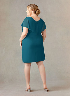 Azazie Julia Final Sale Ink Blue Sheath V-Neck Pleated Chiffon Dress image9