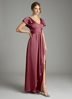 Azazie Omari Bridesmaid Dresses Desert Rose A-Line Stretch Satin Dress image5