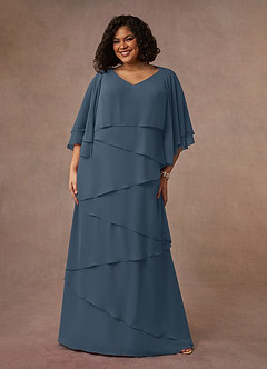 Azazie OHara Mother of the Bride Dresses Neptune A-Line V-Neck Chiffon Dress image10