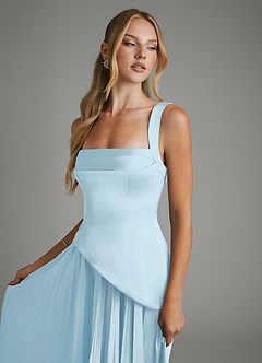 Azazie Stephanie Bridesmaid Dresses Sky Blue A-Line Corset Stretch Satin Dress image3