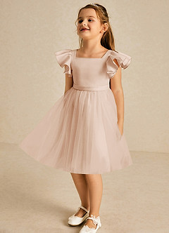 Azazie Kaeya Flower Girl Dresses English Rose A-Line Bow Tulle Dress image4