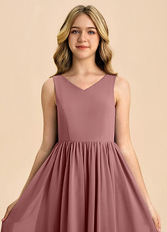 Azazie Hathaway Junior Desert Rose A-Line Bow Chiffon Dress image6