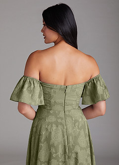 Azazie Sue Bridesmaid Dresses Pistachio A-Line Off the Shoulder Floral Burnout Convertible Dress image6