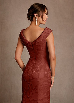 Azazie Keith Moeder van de bruid jurken Kolom Jurk van Bloemen Burn-out Geplooid Terracotta image5