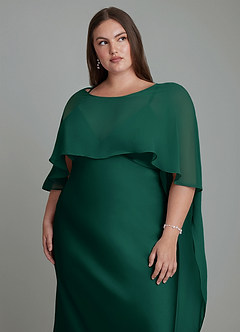 Azazie Stefania Bridesmaid Dresses Emerald A-Line Stretch Satin Dress image14