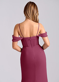 Azazie Joanne Bridesmaid Dresses Mulberry Mermaid Off the Shoulder Chiffon Dress image2