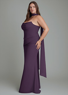 Azazie Sorrel Bridesmaid Dresses Plum Mermaid Corset Chiffon Dress image13