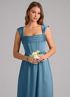 Azazie Hattie Bridesmaid Dresses Bermuda A-Line Corset Stretch Satin Dress image6