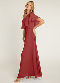 Azazie Lizzy Bridesmaid Dresses Rust A-Line One Shoulder Chiffon Dress image4