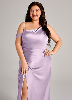 Azazie Madelyn Brudtärnklänningar Klä av Sjöjungfru i Stretch Satin Ena axeln Frostad Lila Konvertibel image11