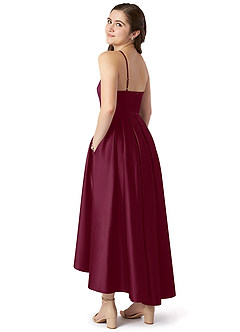Azazie Jemima Junior Mulberry A-Line with Pockets Stretch Satin Dress image5