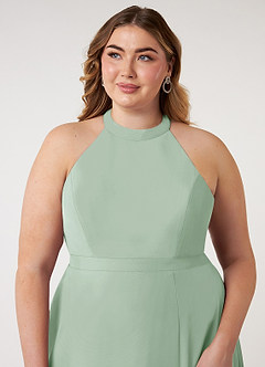 Azazie Clarice Brautjungfernkleider A-Linie Halter Chiffon Kleid Agave image13