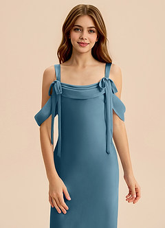 Azazie Bellalina Junior Bermuda Mermaid Pleated Stretch Satin Dress image6