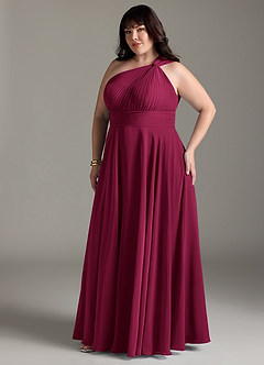 Azazie Charlize Brautjungfernkleider A-Linie One-Shoulder Chiffon Kleid Burgunderrot image11