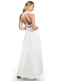 Azazie Clarice Bridesmaid Dresses White A-Line Halter Chiffon Dress image4
