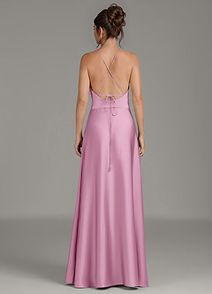 Azazie Eris Bridesmaid Dresses Candy Pink A-Line Pleated Stretch Satin Dress image6