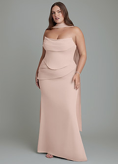Azazie Sorrel Robes de demoiselle d'honneur Robe Sirène en Mousseline de soie Corset Rose Anglais image9