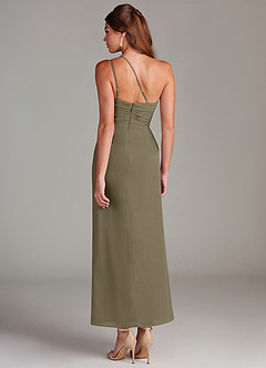 Azazie Eren Jurken voor bruidsmeisjes Jurk van Chiffon met Zeemeermin One-shoulder Wilgengroen image7