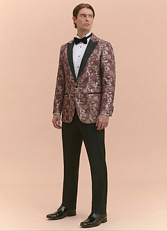 front Joseph Cabernetrot Formelles Jacquard-Smokingjackett mit spitzem Revers