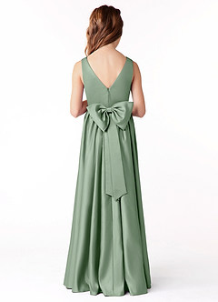 Azazie Hathaway Junior Vestido de Matcha de Satén Elástico de Corte En A con Lazo image1