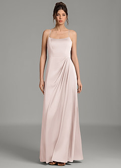 Azazie Frankie At-home Try On Dresses Blushing Pink A-Line Pleated Stretch Satin Dress image4