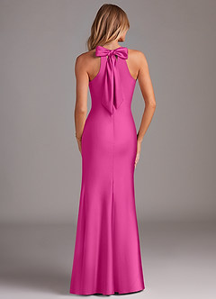 Azazie Doretta Robes de demoiselle d'honneur Robe Sirène en Satin extensible Plissée Fuchsia image2