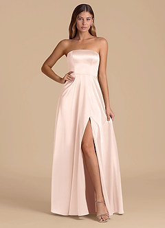 Azazie Wren Jurken voor bruidsmeisjes Jurk van Metaalachtig Satijn met A-Lijn Strapless Rosé Goud image1