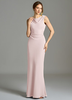 Azazie Kieryn Brautjungfernkleider Meerjungfrau-Linie Plissee Chiffon Kleid Zartrosa image4