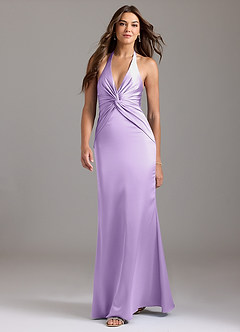 Azazie Valerie Brautjungfernkleider Meerjungfrau-Linie Plissee Stretch-Satin Kleid Flieder image3
