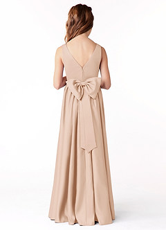 Azazie Hathaway Junior English Rose A-Line Bow Matte Satin Dress image2