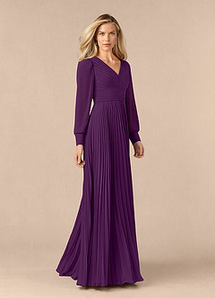 Azazie Zina Mother of the Bride Dresses Grape A-Line Pleated Chiffon Dress image2