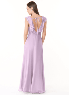 Azazie Yoko Bridesmaid Dresses Frosted Lilac A-Line Ruched Chiffon Dress image2