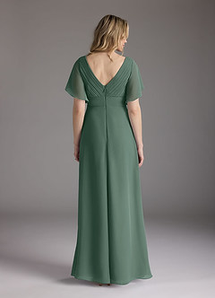 Azazie Alessa Mother of the Bride Dresses Sea Moss A-Line V-Neck Pleated Chiffon Dress image6