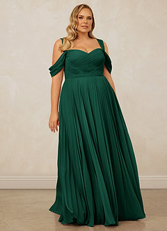 Christian Siriano Bridal for Azazie 1013 Bridesmaid Dresses Emerald A-Line Off the Shoulder Chiffon Dress image10