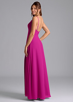 Azazie Sarella Bridesmaid Dresses Fuchsia A-Line with Pockets Chiffon Dress image5