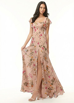 Azazie Bondi Robes de demoiselle d'honneur Robe Trapèze en Mousseline de soie Volant Fleurs De Pétales De Rose image4