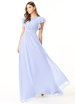Azazie Daphne Modest Bridesmaid Dresses A-Line Ruffled Chiffon Floor-Length Dress image3