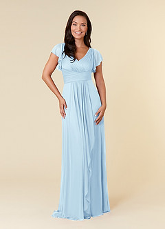 Azazie Reneya Mother of the Bride Dresses Sky Blue A-Line Pleated Mesh Dress image1