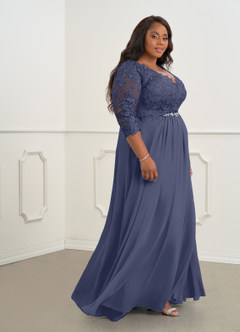 Azazie Hayek Mother of the Bride Dresses Stormy A-Line V-Neck Lace Chiffon Dress image8