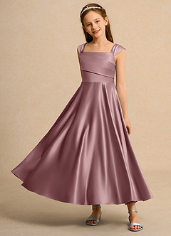 Azazie Bundle Girls Formal Abiti da Ragazza di Fiori Abito A-Line in Raso Opaco Plissettato Rosa Polverosa image6