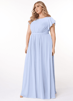 Azazie Daphne Modest Bridesmaid Dresses A-Line Ruffled Chiffon Floor-Length Dress image8