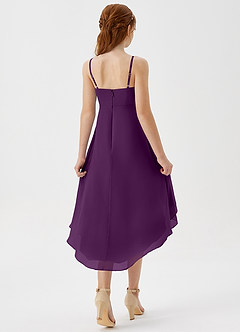 Azazie Mariam Junior Grape A-Line Pleated Chiffon Dress image6