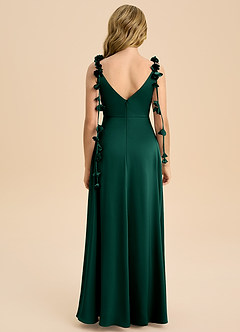 Azazie Gumdrop Junior Robe Empire en Satin extensible Plissée émeraude image7