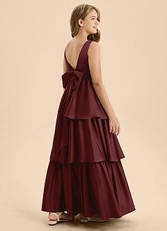 Azazie Meadowyn Junior Cabernet A-Line Bow Stretch Satin Dress image6