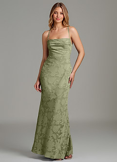 Azazie Ola Bridesmaid Dresses Pistachio Mermaid Corset Floral Burnout Dress image1