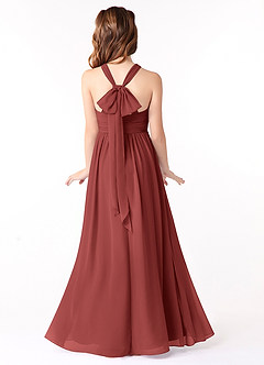 Azazie Jaylah Junior Abito A-Line in Chiffon Drappeggiato Terracotta image1