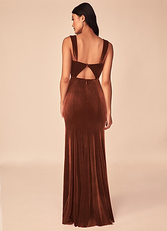 Azazie Lanessa Bridesmaid Dresses Terracotta Mermaid V-Neck Keyhole Back Velvet Dress image2